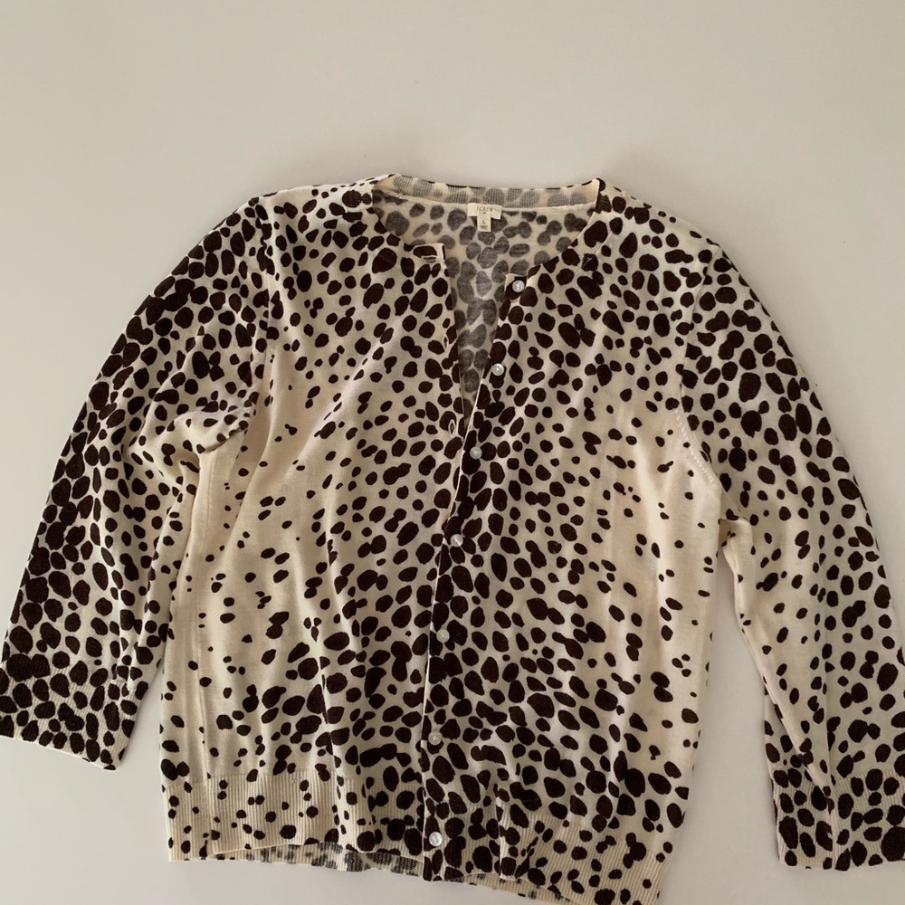 Perfect Jcrew merino cardigan with animal print